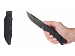 P200 Mk.II - DLC Satin-Schwarz, einfache Kante, Lederscheide