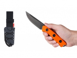 P200 Mk.II - DLC Satin-Schwarz, einfache Kante, Griff Orange, Kydexscheide